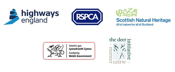 Highways England, RSPCA, Scottish Natural Heritage, Funded by Welsh Government, The Deer Initiative